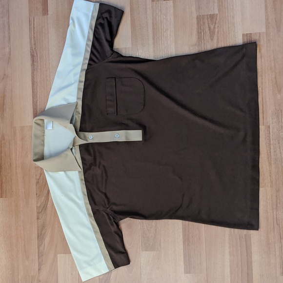 Vintage 60's brown and cream polo shirt - Picture 1 of 8
